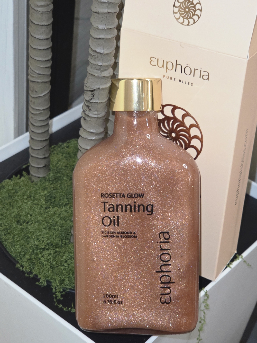 Euphoria Pure Bliss Rosetta Glow Tanning Oil Pink Sparkles 200ml 6.76oz New